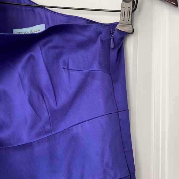 Guess by Marciano One Shoulder Blue Purple Satin Mini Dress - Picture 6 of 6